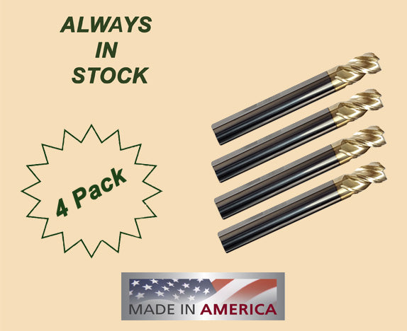 4 PACK PREMIUM UPGRADE 5D TACTICAL PRO, EASY JIG GEN 3 AND MODULUS ARMS EXTREME. COMPATIBLE HIGH PERFORMANCE THERMAL FIT READY MILL COMPATIBLE REPLACEMENT "ZrN" COATED HEAT SHRINK END MILL