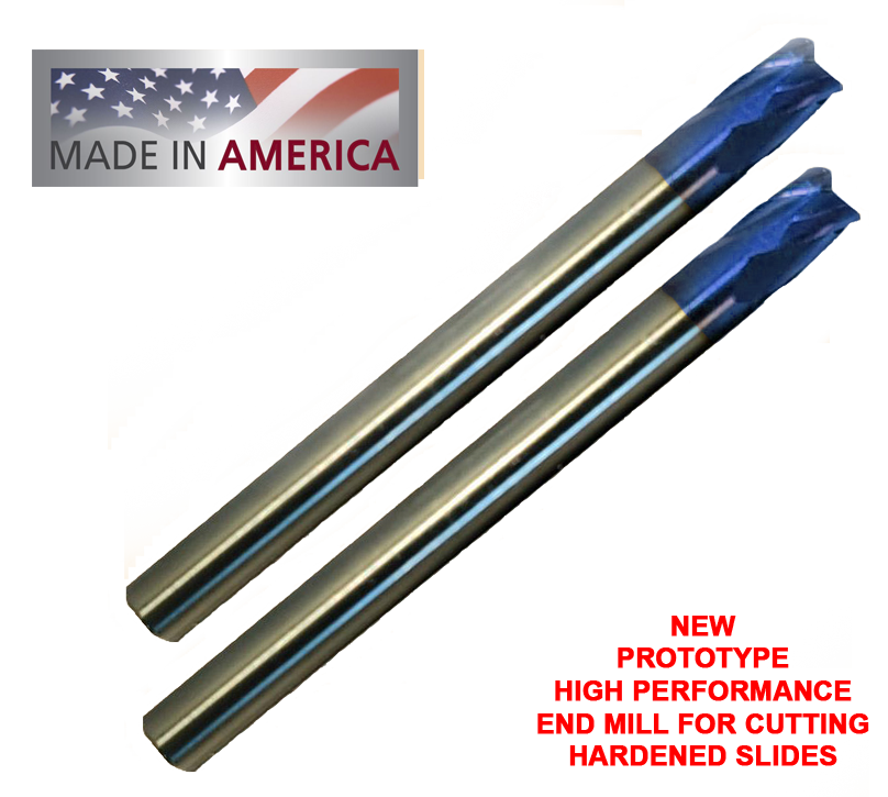 2 Pack 1/8" "F55" Coated Carbide End Mill, 1/8" Dia, 4 Variable Flutes, .007 Corner Radius, 1/4" LOC, 1.5" OAL, 1/8" Shank