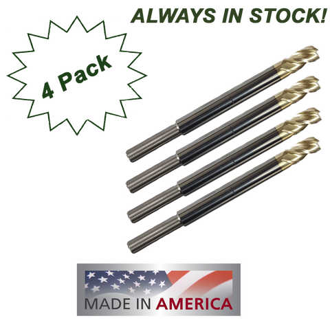 4 Pack 5/16" 3 Flute, "ZrN" Coated Carbide End Mills Compatible with Easy Jig Gen 2, 5d Tactical Jigs