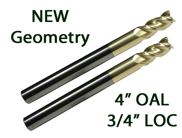 2PK 3/8" 3FL 3/4" LOC, 4" OAL "ZrN" Coated End Mills For 80% AR15/AR10 .308 Lower Receiver Jig