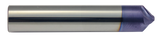 .250"Dia, 45 Degree Carbide Chamfer Mill, 4 Spiral Flutes, .062 Flat Tip, .150 LOC, .375 Shank, 2.0 OAL, Proprietary "F62" Coated For Glock Slides and more.